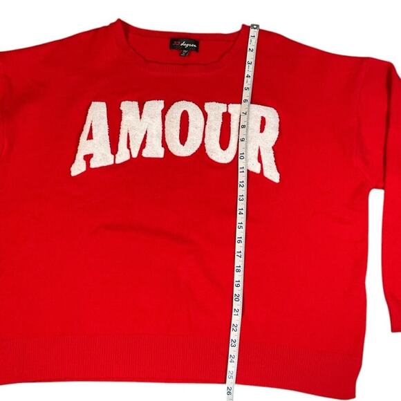 33 Degrees Amour Womens Graphic Sweater Size 2XL NWOT Red & White Cozy Pullover - Picture 10 of 14